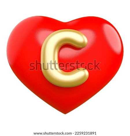 3d Letter C with Heart Red