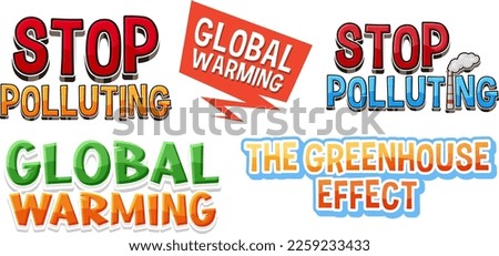 Set of global warming banner sign illustration