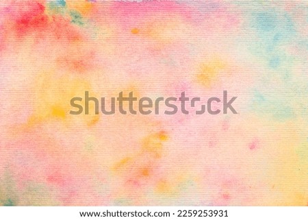 Hand painting Blue, orange, green, pink, red and yellow watercolor wallpaper. Art design element suitable for banner, cover, invitation, greeting, postcard, poster or any your design.