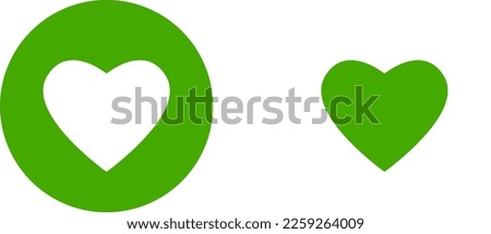 Basic Green Heart Love Health Symbol Sign in a Circle Icon Set. Vector Image.