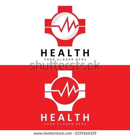 Healthcare Logo, Nursing And Wellness Design, Stethoscope Icon And Simple Line Vector Wave