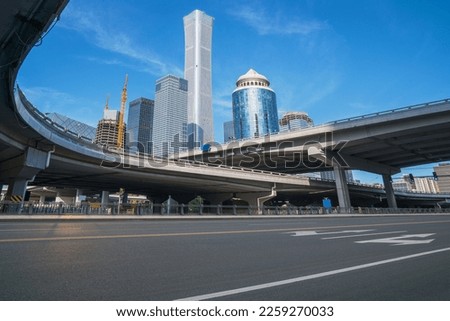 The skyline of modern urban architecture and highways in Beijing, the capital of China