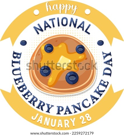Happy national blueberry pancake day banner design illustration