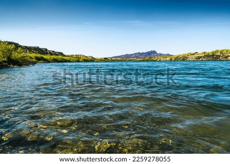 The Colorado River at the California and Arizona state line in Blythe, California. Royalty-Free Stock Photo #2259278055