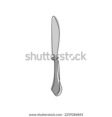 Continuous one line drawing food knife logo symbol icon. Silhouette kitchen knife banner poster. Food business restaurant, food court area theme. Single line draw design vector graphic illustration