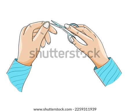 Hand drawn colorful cartoon vector illustration with hands and manicure clipart