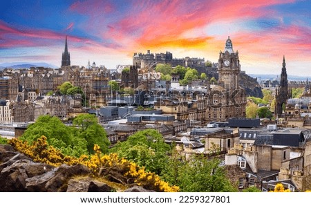 Edinburgh castle, Scotland at sunset Royalty-Free Stock Photo #2259327801