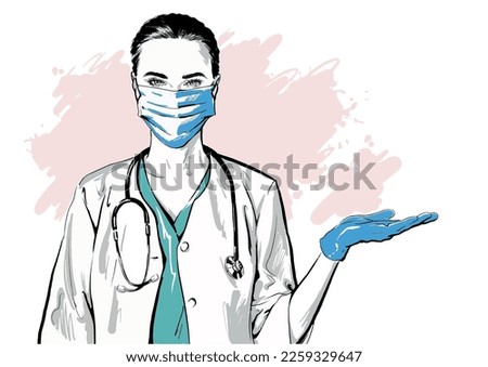 Beautiful young lady doctor vector illustration