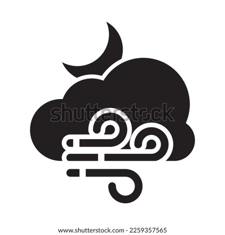 Clouds with Moon and Wind Icon