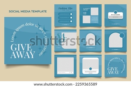 social media template banner fashion sale promotion in blue navy color. fully editable square post frame puzzle organic sale poster. Royalty-Free Stock Photo #2259365589