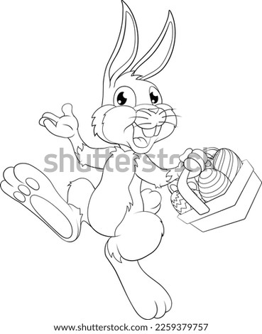 An Easter bunny cartoon rabbit with Easter eggs basket illustration