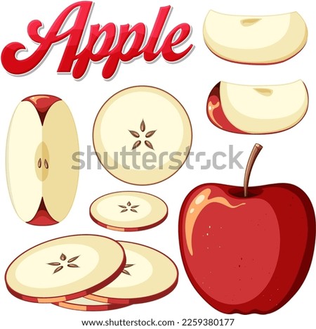 Set of apple fruit cartoon illustration