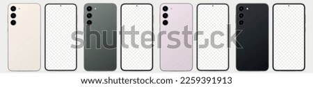Mock-up screen smartphone and backside smartphone. Vector illustration Royalty-Free Stock Photo #2259391913