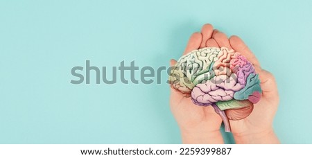 Holding a brain in the hands, Parkinson disease, Alzheimer awardness, mental disorder dementia, psychology problems, adhd, cerebral vein thrombosis Royalty-Free Stock Photo #2259399887