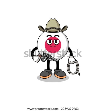 Character mascot of japan flag as a cowboy , character design