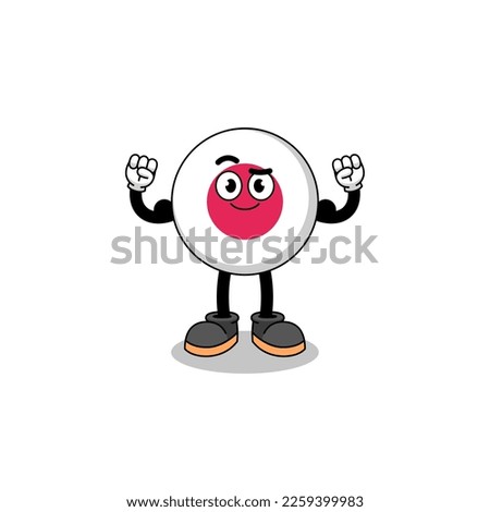 Mascot cartoon of japan flag posing with muscle , character design