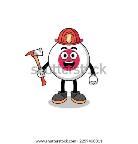 Cartoon mascot of japan flag firefighter , character design