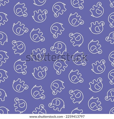 Purple seamless pattern with white elephants