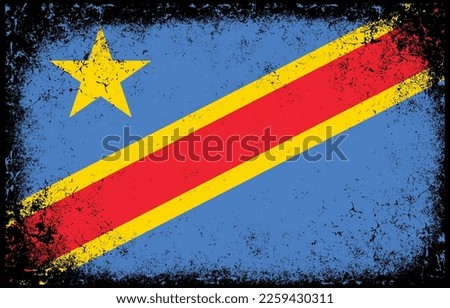old dirty grunge vintage democratic republik of the congo national flag illustration