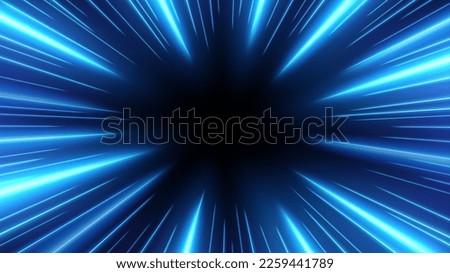 Blue Rays Zoom in Motion Effect, Light Color Trails. Vector Illustration Royalty-Free Stock Photo #2259441789