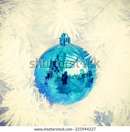Decorate christmas tree process vintage instagram effect style picture