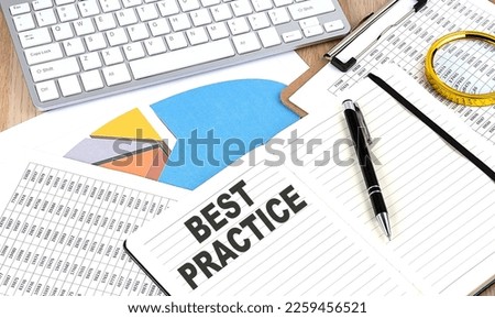 BEST PRACTICE text on paper on chart background