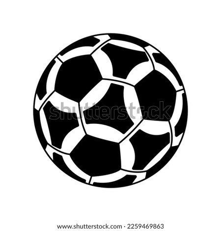Vector black soccer ball icon with polygons on white background. Football symbol.