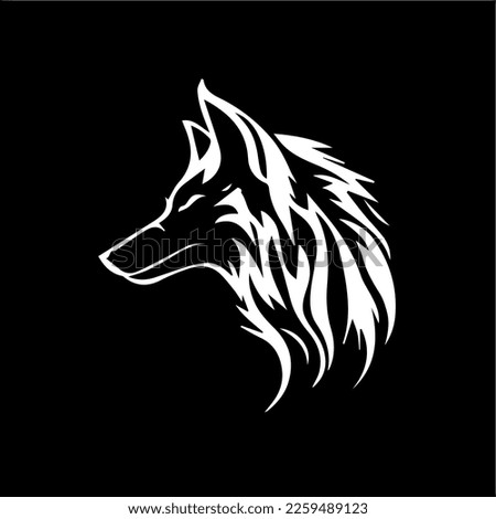 Black and white portrait of a wolf. Vector illustration	