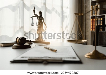Agreement contract on working desk in office. Law, legal services, advice, Justice concept Royalty-Free Stock Photo #2259492687