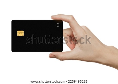 hand holding out a credit card on a png background Royalty-Free Stock Photo #2259495231
