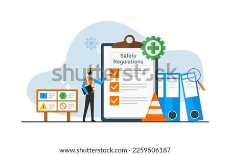 Occupational safety and health administration, Government public service protecting worker from health and safety hazards on the job, worker understanding rules and regulations Royalty-Free Stock Photo #2259506187
