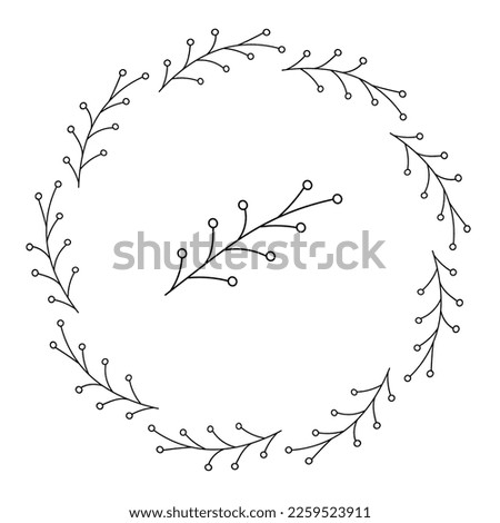 Garland from one abstract branch. Doodle vector illustration.