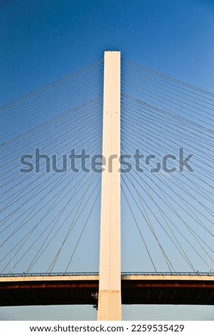 Closeup of cable-stayed bridge of Nanpu Shanghai China