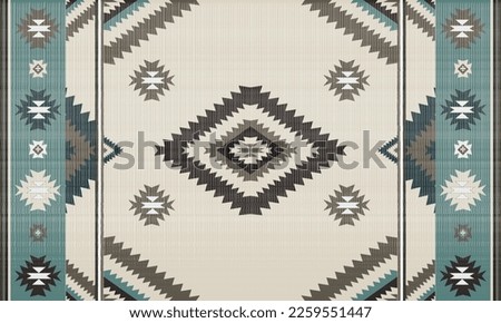 Navajo tribal vector seamless pattern. Native American ornament. Ethnic South Western decor style. Boho geometric ornament. Vector seamless pattern. Mexican blanket, rug. Woven carpet illustration. Royalty-Free Stock Photo #2259551447