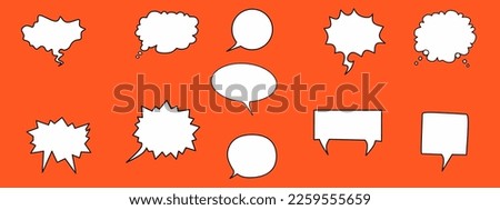 Different types of Dialogue cloud icon isolated png transparent icon sticker download .Speech bubble templates in white color isolated in orange background illustration