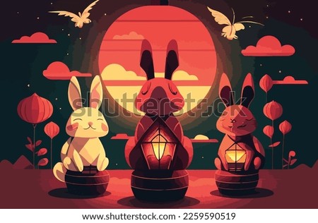 Celebrating Prosperity: A 2D Vector Illustration of Chinese New Year, Year of the Rabbit