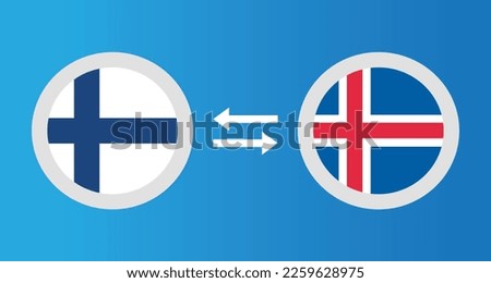 round icons with Finland and Iceland flag exchange rate concept graphic element Illustration template design
