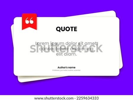 3D bubble testimonial banner, quote, infographic. Social media post template designs for quotes. Empty speech bubbles, quote bubbles and text box. Vector Illustration EPS10. Royalty-Free Stock Photo #2259634333