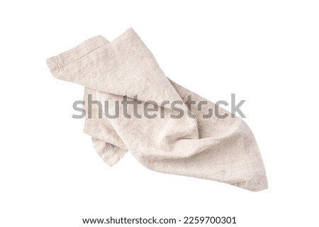 Linen napkin isolated on white background, top view Royalty-Free Stock Photo #2259700301