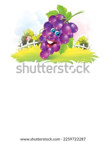 Grapes in blue cartoon image illustration