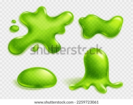 Green slime blob, jelly, liquid snot stain or glue realistic vector isolated illustration on transparent background. Blot of toxic phlegm or slimy poison splash Royalty-Free Stock Photo #2259723061