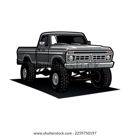 american retro lifted truck illustration vector