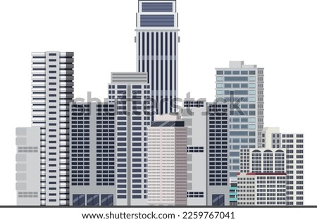 Urban landscape with high skyscrapers illustration