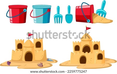 Building sand castle objects illustration