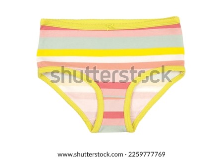 Striped colored baby briefs isolated on white Royalty-Free Stock Photo #2259777769