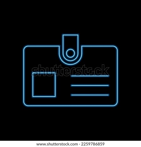 Identification card icon in neon light. Glowing ID card badge for design, logo, web site, social media, mobile app, ui. Vector illustration