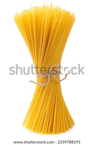 Raw spaghetti on a white background