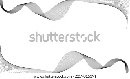 Abstract black line wave on a white background isolated. Wavy line art pattern, Curved smooth modern design element. Suitable for fabric, decoration, business, landing page, banner, poster, webdesign.