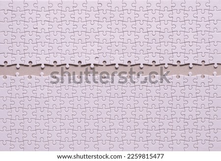 Jigsaw puzzle white color,Puzzle pieces grid,Success mosaic solution template,Horizontal on white background copy space for text,Top view