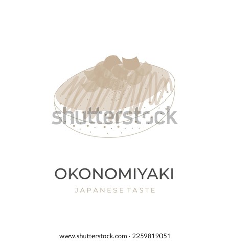 Okonomiyaki Simple Line Art Vector Illustration Logo